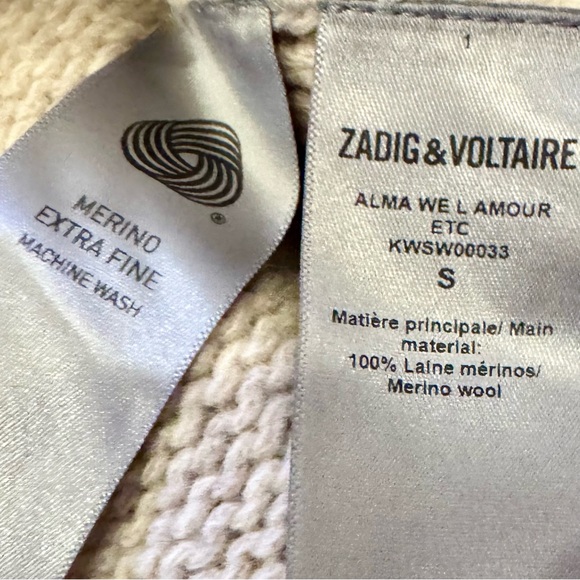 NWT ZADIG AND VOLTAIRE Beige
Merino Wool Alma L'Amour Oversized Sweater Size Sm - Picture 10 of 10